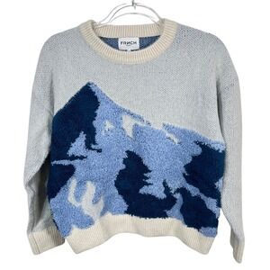 FRNCH Blue Mountain‎ Landscape Cozy Sweater Women's Size XS